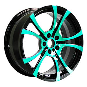 custom green and black rims