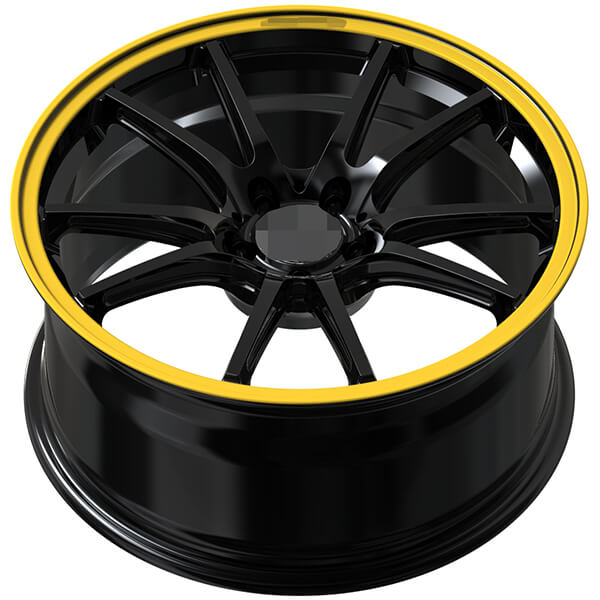 black rims with yellow lip