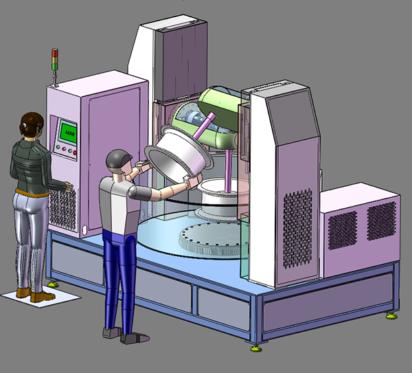 Dual axis wheel polishing machine