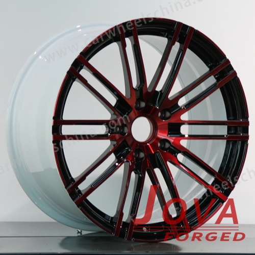 White car wheels with red black lip 10 spoke