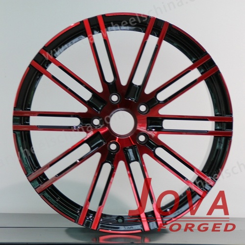 White car wheels with red black lip 10 spoke