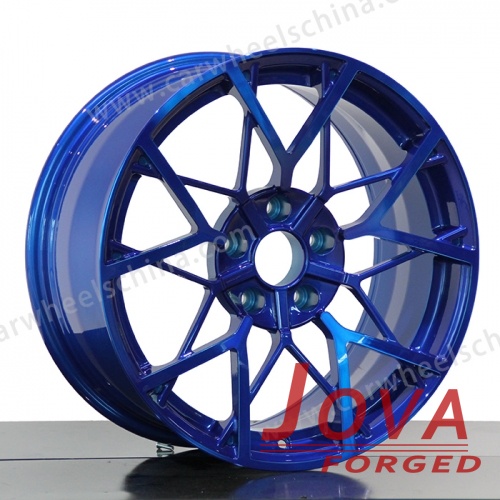 Blue alloy wheels forged matte rims