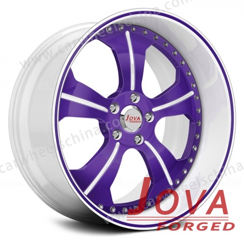 Two piece wheels white and purple rims