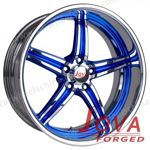 2 piece alloy wheels silver rims with blue lip