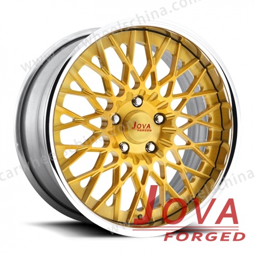 Sliver rims with yellow lip forged wheels two pieces