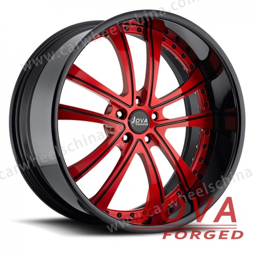 Black and red rims two pieces forged wheels