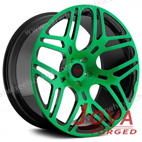 Black and green rims forged wheels