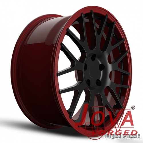 dark red rims black lip forged aftermarket wheels