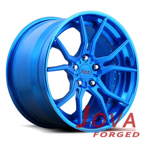 custom wheels & rims 2-piece blue black staggered spoke