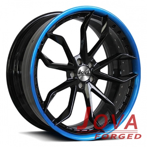 2 piece aftermarket wheels black and blue