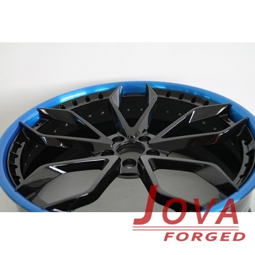 2 piece aftermarket wheels black and blue