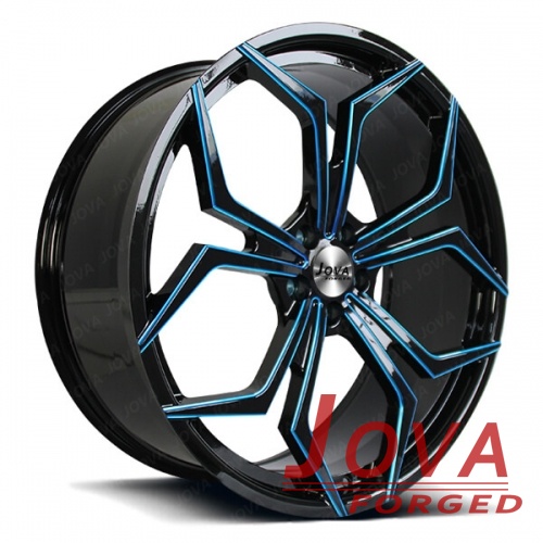black and blue alloy wheels monoblock forged