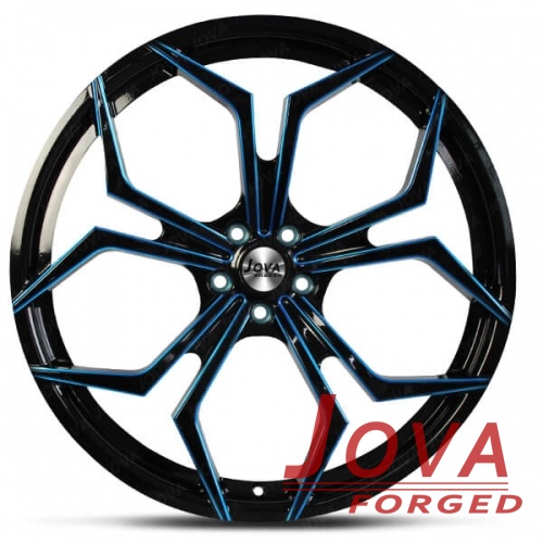 black and blue alloy wheels monoblock forged