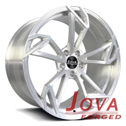 brushed aluminum wheels silver forged staggered spoke