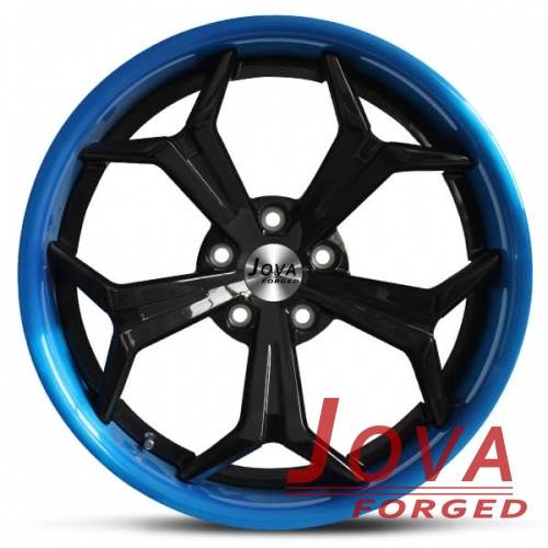 aftermarket rims 2 piece forged black and blue