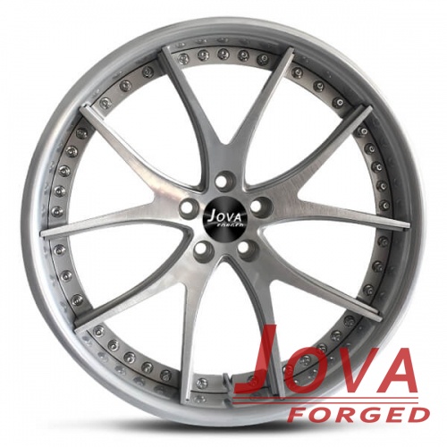 silver brushed rims 2 piece forged wheels