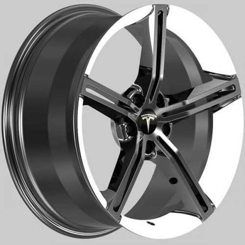 tesla model y custom wheels black and white rims